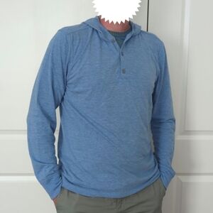 Banana Republic Long Sleeve Vintage Hooded Henley Tee Chambray Blue size Large